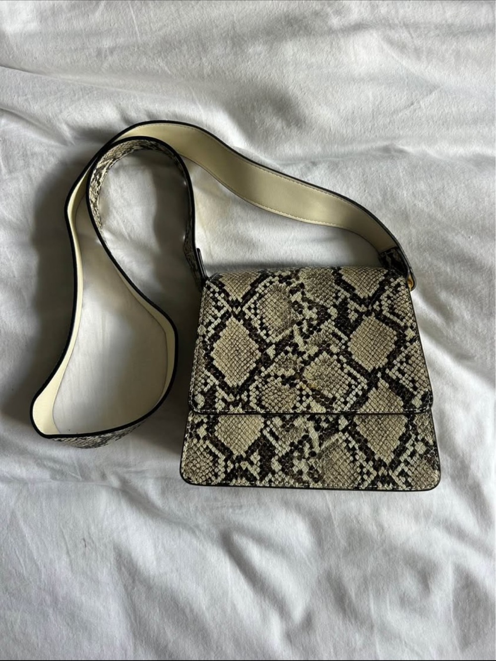 JW PEI Python-Print Crossbody in Beige and Black